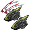 QSPORTPEAK Shark08 - Cuffie Bluetooth per moto con condivisione musicale, suono stereo potente 900 mAh, durata della batteria, altoparlanti per casco da moto, fino a 8 piloti, radio FM, cancellazione dei rumori