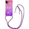 YMCASE Custodia per Samsung Galaxy A22 5G con Cordino, Glitter Bling Liquido Cover TPU Silicone Protettivo Morbido Quicksand Cellulare Custodie