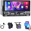 Techschermo Autoradio 2 Din con Carplay e Android Auto - Radio Touchscreen da 6,86 Pollici con Mirror Link, EQ, Bluetooth, Radio FM, SWC, Porta AUX/USB/Type-C + Telecamera Posteriore