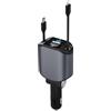PLDHPRO Caricabatterie retrattile da auto 4 in 1, caricabatterie per auto PLDHPRO 80 W con cavo USB-C da 0,8 m e iOS 12 V/24 V, compatibile con telefoni 16/15/14/13/12 Sam sungGalaxys25/s24/s23 Pixel i Pad