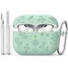 MoKo Custodia Silicone MoKo Per AirPods Pro 3,Incisione Fiori Carina,MatchaVerde