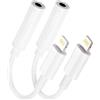 GNUADZ Confezione da 2 adattatori Lightning to Jack [MFi Certified ] iPhone Aux, adattatore per cuffie da 3,5 mm, compatibile con iPhone 14 Pro Max/14 Pro/14/14 Plus/13/12/11/SE/X/XR/XS/8/7