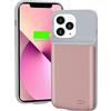 HUOBAO Custodia Per Batteria iPhone 13 Pro Max, 5000mah Custodia Caricabatterie Portatile Per iPhone 13 Pro Max, Batteria Estesa Intelligente Ricaricabile Protettiva (6,7 Pollici) (Rosa)