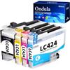 Ondula LC424 Cartucce d'inchiostro Compatibile con Brother LC424 LC 424 LC-424 Cartucce per Brother DCP-J1200W DCP-J1200WE (1 Nero 1 Ciano 1 Magenta 1 Giallo, 4-Pezzi)