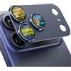 HRUIKI Protezione per obiettivo della fotocamera per iPhone 17 Pro, Copertura Totale 9H Vetro Temperato Anello Cover, HD Protector Cámera Aleación Aluminio, Compatibile con Cover