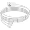 QIANRENON Micro Usb Cavo 1 a 4 Di Ricarica Dividi Da Cavo Usb 2.0 Maschio a 4 Micro Maschi Cellulare Power Bank Altoparlante Fotocamera Dash Cam.1,5 M (4,9 Piedi) Bianco