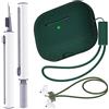Fhtase Custodia per AirPods Pro 2 2022 con kit di pulizia penna e cinghie anti-smarrimento per AirPods, custodia in silicone morbido AirPod Pro di seconda generazione con cordino (verde oliva)