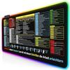 HUTRADE Tappetino per mouse RGB Gaming 80 x 30 cm - XXL con tabella di scelta rapida antiscivolo, impermeabile, superficie morbida, per ufficio e gaming