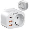Unidapt Adattatore Sudafrica tipo M 20W PD per Namibia Lesotho Mozambico | 3 USB e 1 USB C 20 W PD