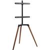 EasyLife - Cavalletto TV di Design Tipo Treppiede - Supporto per TV/Monitor Fino a 65 e 35kg - Rotazione 140° - Altezza Regolabile + Gestione Cavi - VESA Fino a 400×400 (Nero/Noce Scuro)