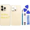 LiXiongBao Sostituzione del coperchio del vetro posteriore 14 Pro Max per iPhone 14 Pro Max Sostituzione del vetro posteriore posteriore da 6,7 '' con kit di strumenti di riparazione (Oro)