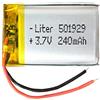 Liter energy battery Batteria 501929 LiPo 3.7V 240mAh 0.888Wh 1S 5C Liter Energy Battery per l'elettronica Ricaricabile Telefono Portatile Smartwatch Orologio GPS - Non adatto per Radiocomando 31x19x5mm (240mAh|501929)