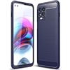 Cruzerlite Custodia per Moto G100, Carbon Fiber Texture Cover Shock Absorption Cover per Moto G100 (Blue)
