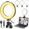 MACTREM Kit di illuminazione per videoconferenze, clip per luce ad anello per monitor portatile, luce ad anello LED dimmerabile da 6", luce ad anello per selfie per streaming live/registrazione video