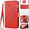 Asuwish Custodia a portafoglio per OnePlus 7 6T con pellicola protettiva e porta carte di credito in pelle fiore mandala OnePlus6T A6013 OnePlus7 GM1900 One Plus6T 1+ Plus7 1 Plus 1plus T6 rosso