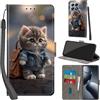 Haninsuze Cover per Xiaomi 14T Pro Custodia Cover Pelle Libro Portafoglio con Porta Carte Magnetica Protezione Antiurto Cuoio Flip Case Custodia, Gatto