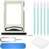ZHUROUPU Sostituzione del Supporto per Slot per Vassoio a Doppia Scheda SIM con Anello in Gomma Impermeabile per iPhone 12 Pro/13 PRO (6,1 )/13 PRO Max/12 PRO Max (6.7) (Argento)