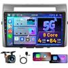 Hikity 8 Core 4G+64G Hikity Android Autoradio per Toyota Corolla Verso AR10 2004-2009 con Carplay Android Auto, 9 Pollici IPS Touch Screen con Navigatore GPS Bluetooth WiFi FM/RDS DSP Retrocamera