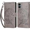 KENHONER Compatibile Cover con Samsung Galaxy A06 5G,Premium Pelle PU Portafoglio Flip Libro Custodia Cover per Samsung A07 4G [Protezione Completa] - Grigio Farfalla