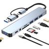 AOUZOVLI 8 in 1 USB C Hub Hub USB-C Con Porte 3.0 E 2.0 Lettore Di Schede Sd/Tf Jack Audio Da 3,5 Mm per Pc Laptop Unità USB Mouse iPad
