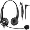 Callez Cuffie 2,5 mm Dual con Microfono a Cancellazione del Rumore, Controllo del Volume, Auricolare Call Center per Telefono Fisso Cordless DECT Gigaset Panasonic Cisco Polycom