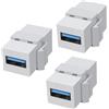 XMSJSIY Adattatore USB 3.0 Keystone Jack 5 Gbps USB3.0 A femmina a femmina accoppiatore presa a scatto per pannello di presa a muro - 3 pezzi