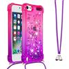 LEMAXELERS Collana per iPod Touch 5 / iPod Touch 6, Glitter Glitter Glitter Brillante Quicksands Liquido Trasparente Silicone TPU Case Cover con Cordoncino Collare Girocollo per iPod Touch 5, YB GS Pink Purple