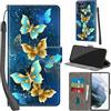 Haninsuze Cover per Samsung Galaxy S22 Ultra Custodia Cover Pelle Libro Portafoglio con Porta Carte Magnetica Protezione Antiurto Cuoio Flip Case Custodia Cover per Samsung S22 Ultra, farfalla dorata