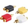 YACSEJAO Adattatore RCA Y splitter placcato oro RCA 1 maschio a 2 connettori femmina Y splitter per subwoofer, autoradio, TV, audio digitale ecc. - Confezione da 4 (rosso bianco nero giallo)