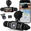 NHOPEEW Dash cam WiFi 2K da 3 pollici, DVR auto 4 canali a 360°, telecamera interna sinistra/destra + posteriore 1080P, visione notturna, sensore G, registrazione in loop