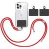 TBOC Cordino Catenella Laccio Strap Porta Cover [Rosso] + 2 Toppe di Fissaggio Aggiuntive [Nero] Telefono Cellulare Collo - Tracolla Catenina Cordini Cellulari Telefoni Universale Laccetti