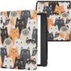 kwmobile Custodia eReader Compatibile con Pocketbook Era/Era Color/Era Lite Cover - eBook Reader Flip Case - arancione/nero/bianco - Gatti