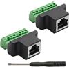 CEMYDEYO 2 pezzi RJ45 femmina femmina a 8 pin morsettiera adattatore 8 pin Ethernet connettore per Cat7 Cat6 Cat5 CCTV/DVR Digital Internet RJ45 (2 pezzi Boccola)
