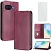 OUEAYIEN Cover per Google Pixel 9A 5G Custodia a Libro con Vetro Temperato Blocco RFID Antiurto Pelle Portafoglio Porta Carte Supporto Stand Vintage Flip Custodia per Google 9A Pixel9A 5G Bordeaux