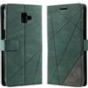 Vankii Cover per Samsung Galaxy J6 Plus 2018, Flip Caso Libro Premium Portafoglio Custodia in Pelle PU Magnetica,Custodia Pelle Sintetica TPU Silicone Antiurto,Funzione Supporto Slot Schede (Verde)