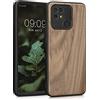 kwmobile Custodia Compatibile con Xiaomi Redmi 10C Cover - Protezione in Legno per Smartphone - Back Case con Bumper in Silicone TPU - Marrone Scuro