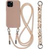 Emlivi Custodia per cellulare con cinturino per iPhone 14 Pro Max, in nylon, con cordino da appendere, custodia protettiva con cinturino per iPhone 14 Pro Max, tè al latte