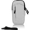 FuninCrea Porta Cellulare per Correre con Tracolla Rimovibile, 2 Tasche con Zip Fascia Porta Cellulare Running Ecopelle Fascia Braccio Running con Cerniera Silenziosa, Grigio