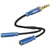 MillSO - Adattatore per cuffie da 3,5 mm TRRS maschio a 2 prese TRS da 3,5 mm (audio e microfono), jack a Y, adattatore splitter per PS4, Xbox One, 30 cm, colore: blu marino