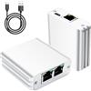 GINTOOYUN Silvery - Splitter Ethernet RJ45 da 1 a 2 uscite, 1000 Mbps, ad alta velocità, con cavo di alimentazione USB, per cavi Cat5/5e/6/7/8 (argento)