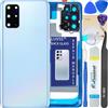 LUVSS Coperchio Copribatteria Scocca Vetro Posteriore Imposta per Samsung Galaxy S20+ Plus SM-G986F/DS (Blu)