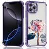 Knrlqim Custodia per Apple iPhone 16 Pro 6,3, Aesthetic Fiori Rose Sfumato Motivo Cover, Trasparente Viola Galvanizzazione TPU Morbido Antiurto Resistente Protettiva Case con Protezione Fotocamera