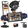 Fuluku 360 Gradi 4 Canali Dash Cam Tutto Intorno 1080P 3 Dashcam Auto | Schermo con 64GB/G-Sensor/Telecamera Posteriore/Modalità di Parcheggio 24H/Visione Notturna/Registrazione in Loop