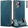 owlhold Cover iPhone 13 Pro Max Custodia iPhone 13 Pro Max Magnetica Portafoglio Flip[Antiurtoo][Cavalletto][Carta Fessura] Cover Pelle per iPhone 13 Pro Max -Blu verde