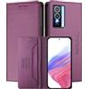 MOJIA Custodia per Vivo Y76 5G / Y76s, Resistente a Cadute e Graffi, Alta qualità PU Pelle Stile Portafoglio Cover Folio con Chiusura Magnetica. Dark Purple