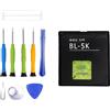 ERYNK Batteria di ricambio BL-5K compatibile con Nokia N85 701 C7 N86 8MP ORO X7 batteria di ricambio con kit di attrezzi