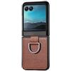 QINOUK cover per Motorola Razr 50 con Anello, Cover in Pelle PU, Protettiva Antigraffio Ultrafine, Marrone