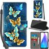 Haninsuze Cover per Xiaomi Redmi Note 8T Custodia Cover Pelle Libro Portafoglio con Porta Carte Magnetica Protezione Antiurto Cuoio Flip Case Custodia Cover per Redmi Note 8T, farfalla dorata