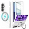 Nekiyo Tech Compatible with Samsung Galaxy Z Fold 7 Custodia con Supporto ad Anello Rotante 360°, Custodia con Supporto Magnetico, Protezione Schermo & Protezione Cerniera a Corpo Intero - Bianco