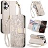 Fertuo Cover per iPhone 17, Fiori Custodia a Libro Portafoglio Antiurto in Pelle PU Flip Case Interna Silicone con Porta Carte, Supporto, Chiusura Magnetica e Cinturino, Bianco